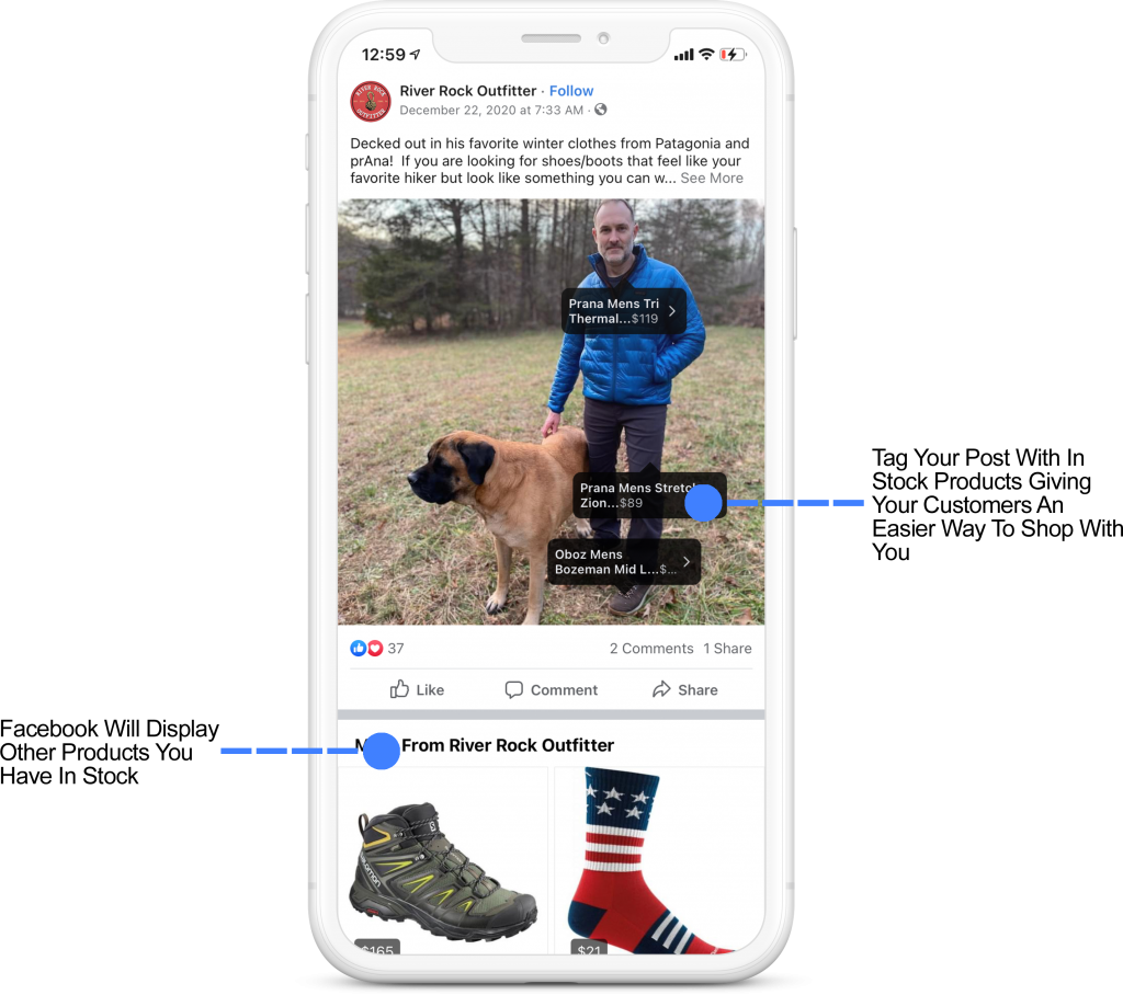 tagged products on facebook post